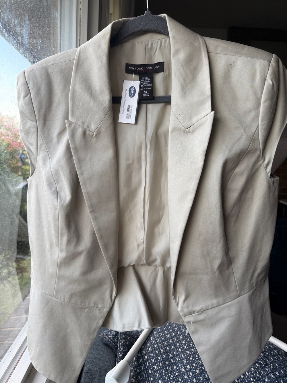 New York & Company Light Cream Open-Front Blazer